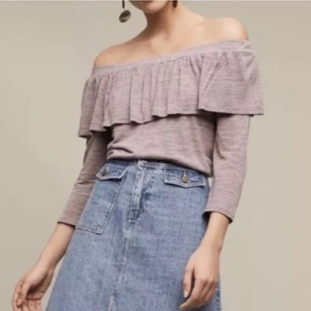🌺Dolan Charla Off Shoulder Purple Ruffle Top by Anthropologie